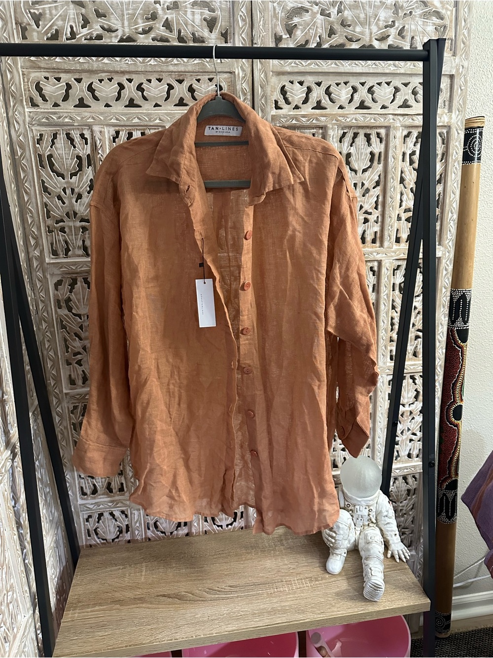 NWT | Tan Lines Linen Blend Button Front Cover Up Cardigan